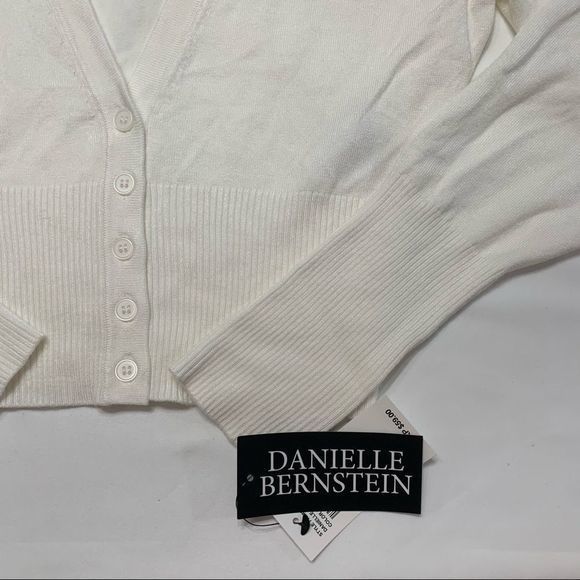 DANIELLE BERNSTEIN Puff Sleeve‎ Crop Cardigan Top - Picture 3 of 7